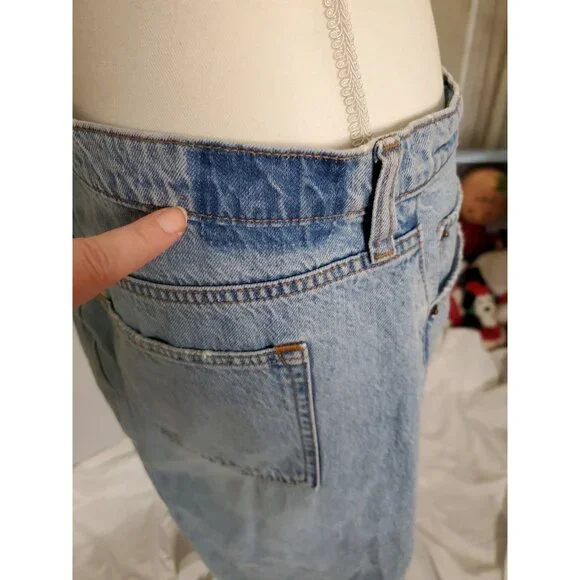 Abercrombie & Fitch High Rise Denim Skirt w/ Slit Size 32/14 Distressed Western - Picture 12 of 16